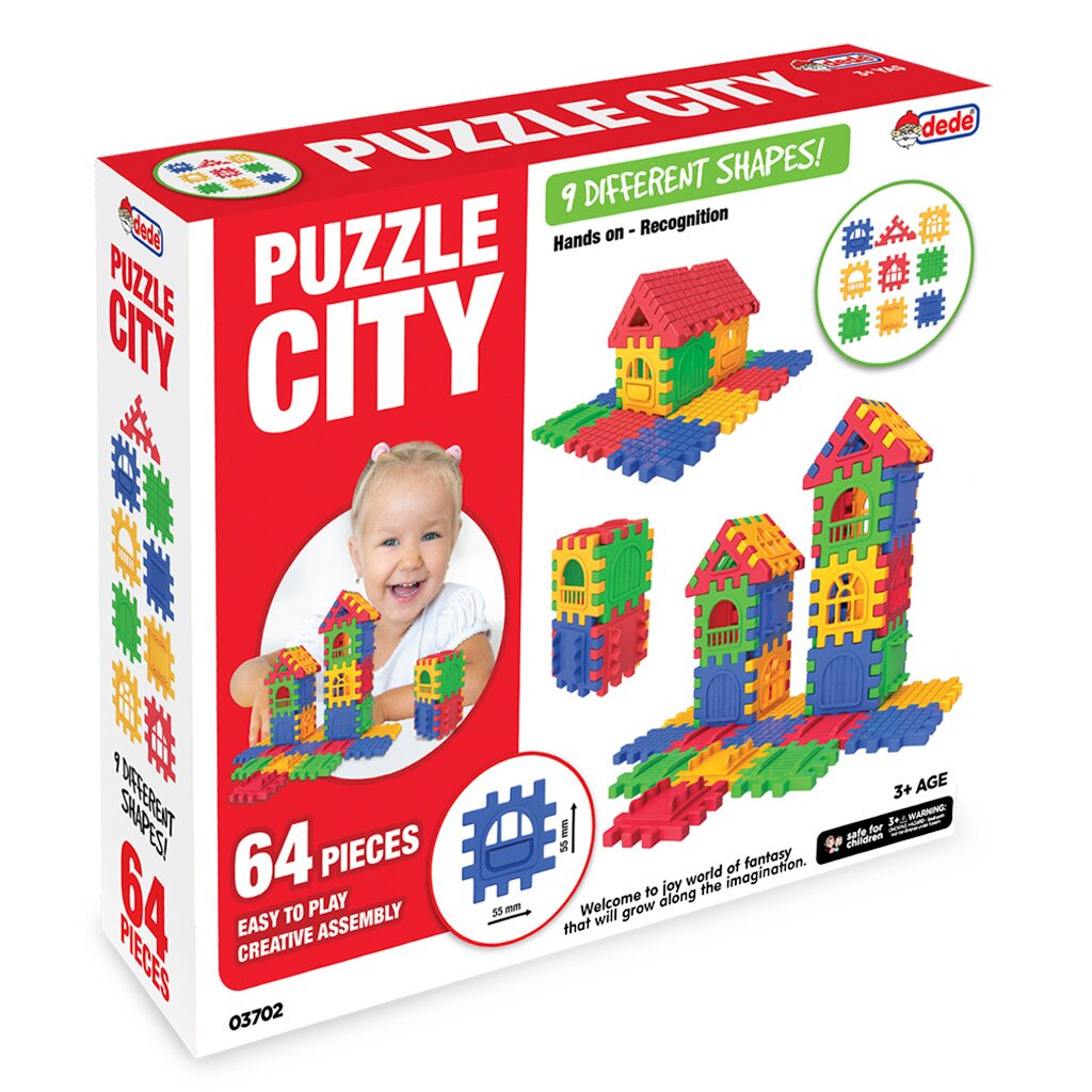 DEDE Set de constructie Puzzle City 64 piese