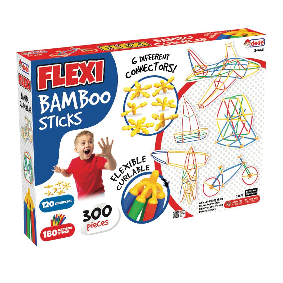 DEDE Set de joaca cu bete Flexi Bamboo Sticks 300 piese