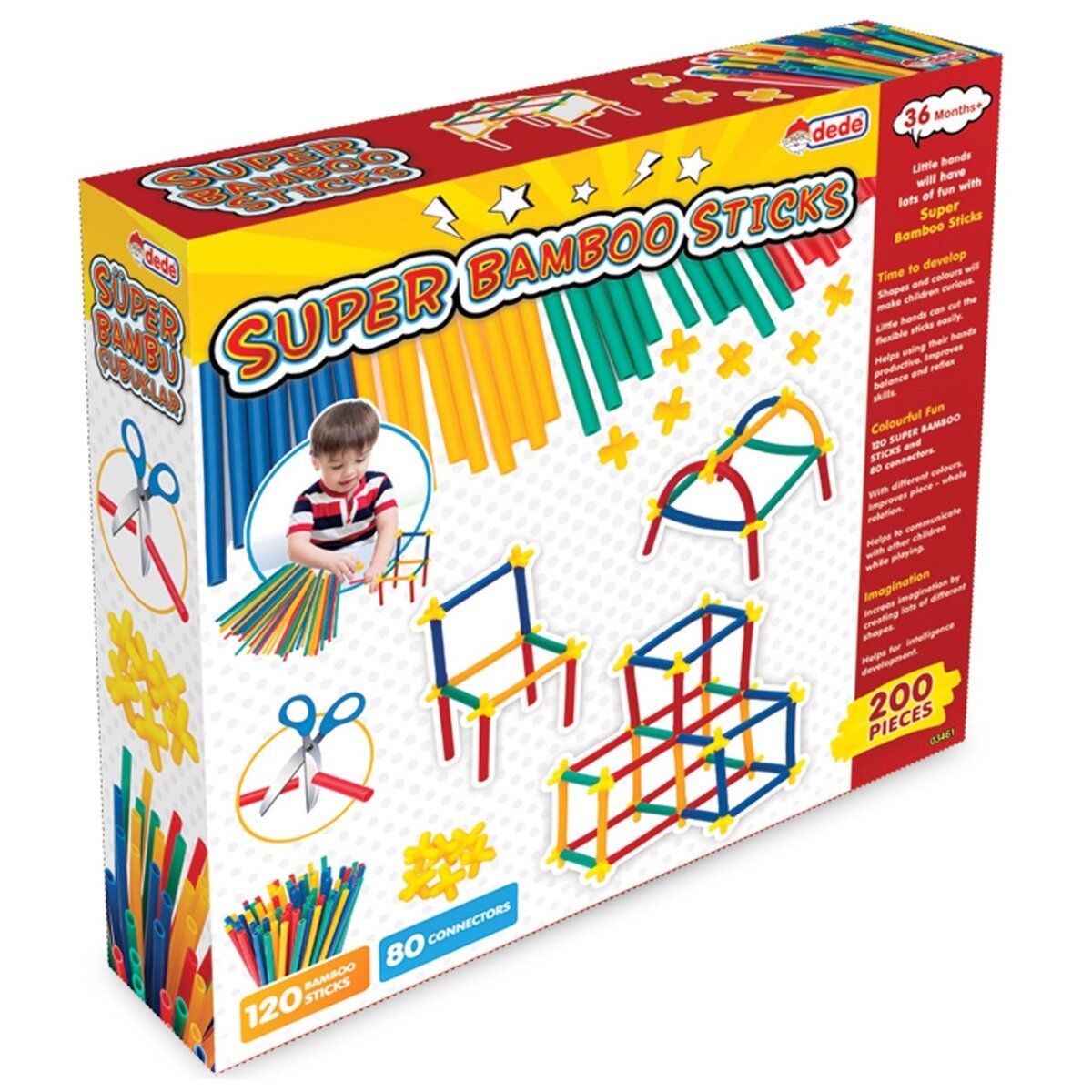 DEDE Set de joaca cu bete Super Bamboo Sticks 200 piese