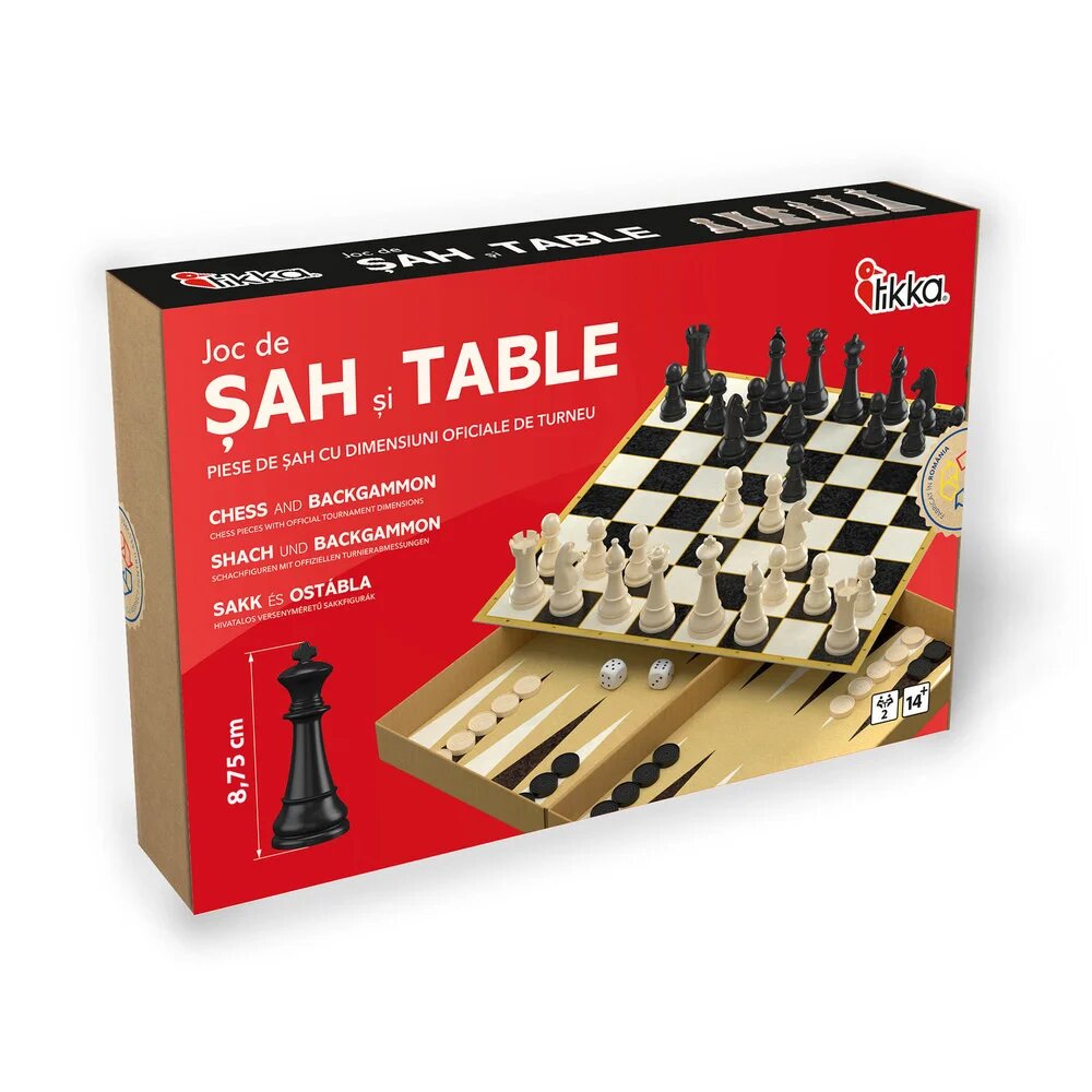 Deico Games Joc sah si table dimensiuni oficiale de concurs rege 8.75 cm Tikka
