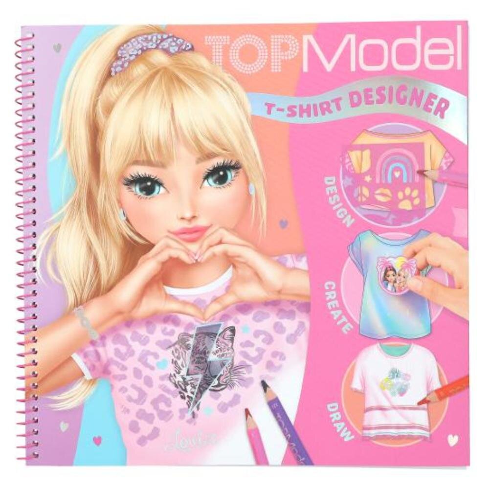 Depesche Carte de colorat cu sabloane si stickere TopModel T-Shirt Designer