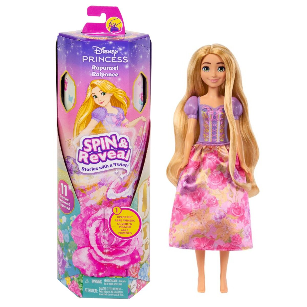 Disney Princess Papusa cu accesorii surpriza Spin And Reveal Rapunzel HTV86