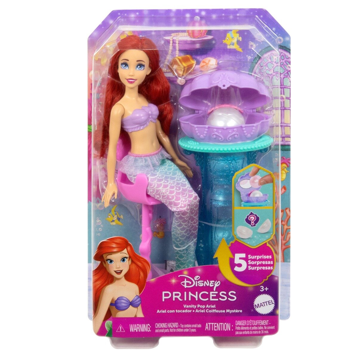 Disney Princess Papusa cu accesorii Vanity Pop Ariel JBF86