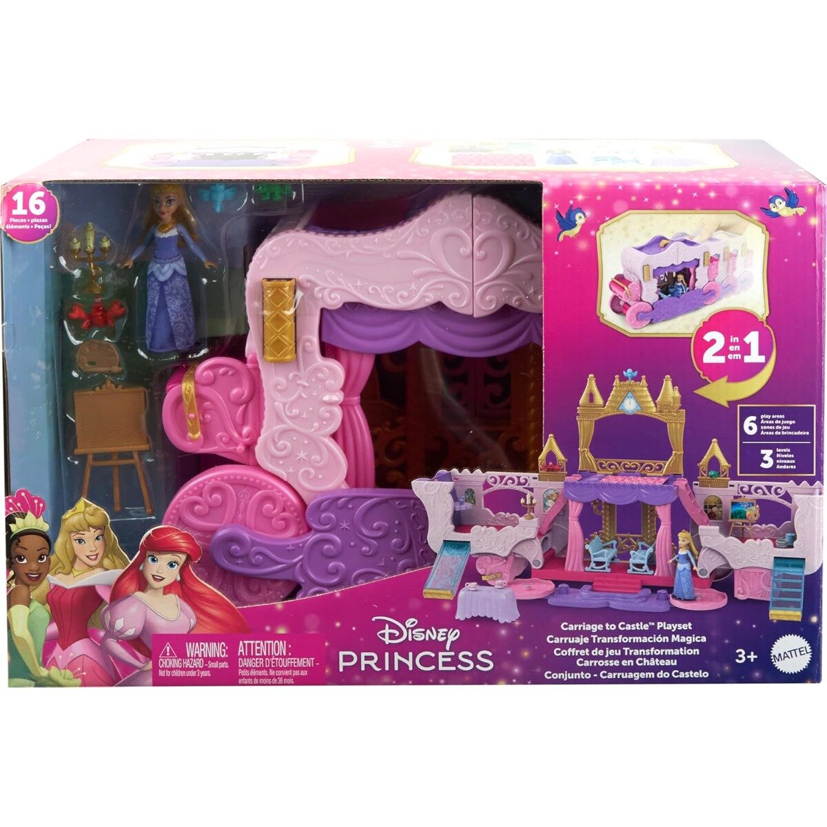 Disney Princess Set de joaca 2 in 1 Carriage to Castle HWX17