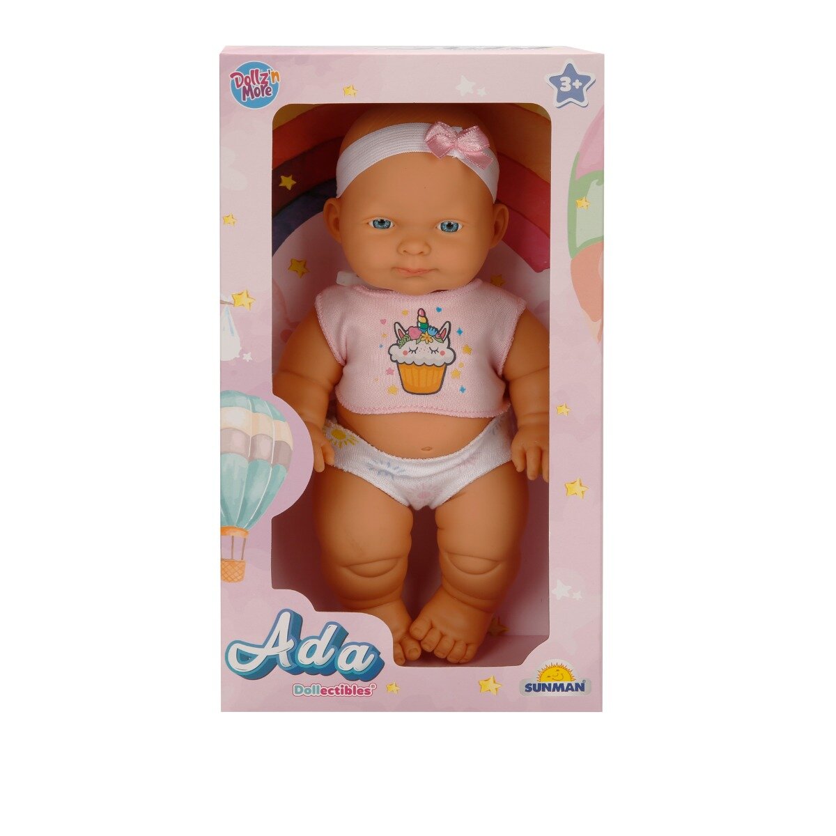 Dollz'n More Papusa bebelus Ada Dollz n More cu pijama roz 23 cm