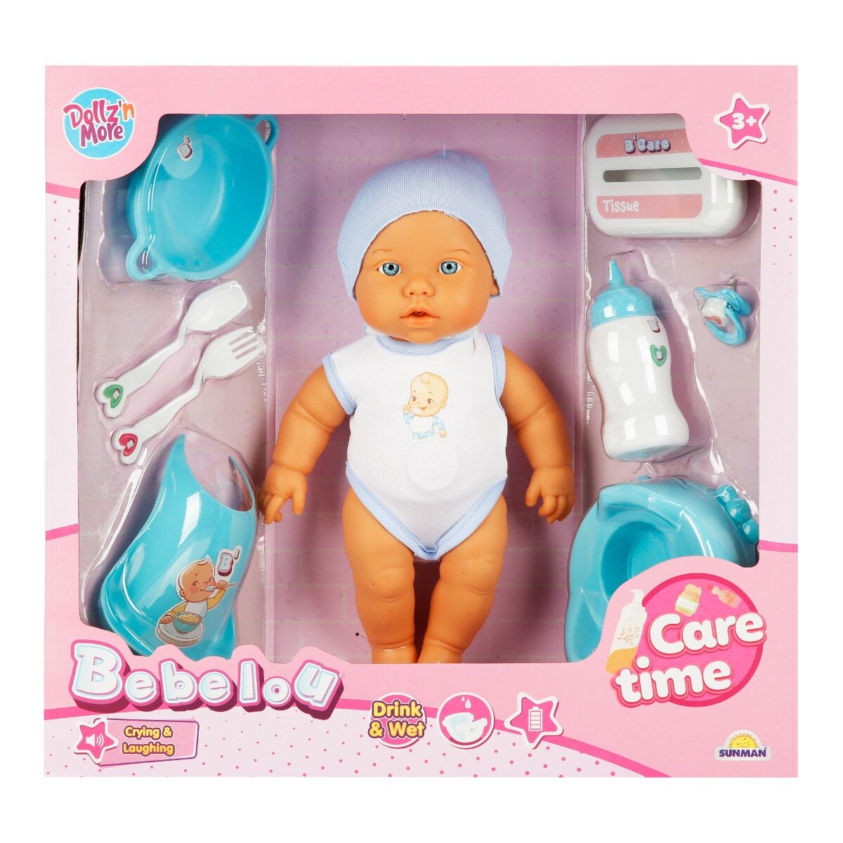 Dollz'n More Papusa bebelus Bebelou Dollz n More Ai grija de mine 32 cm Albastru