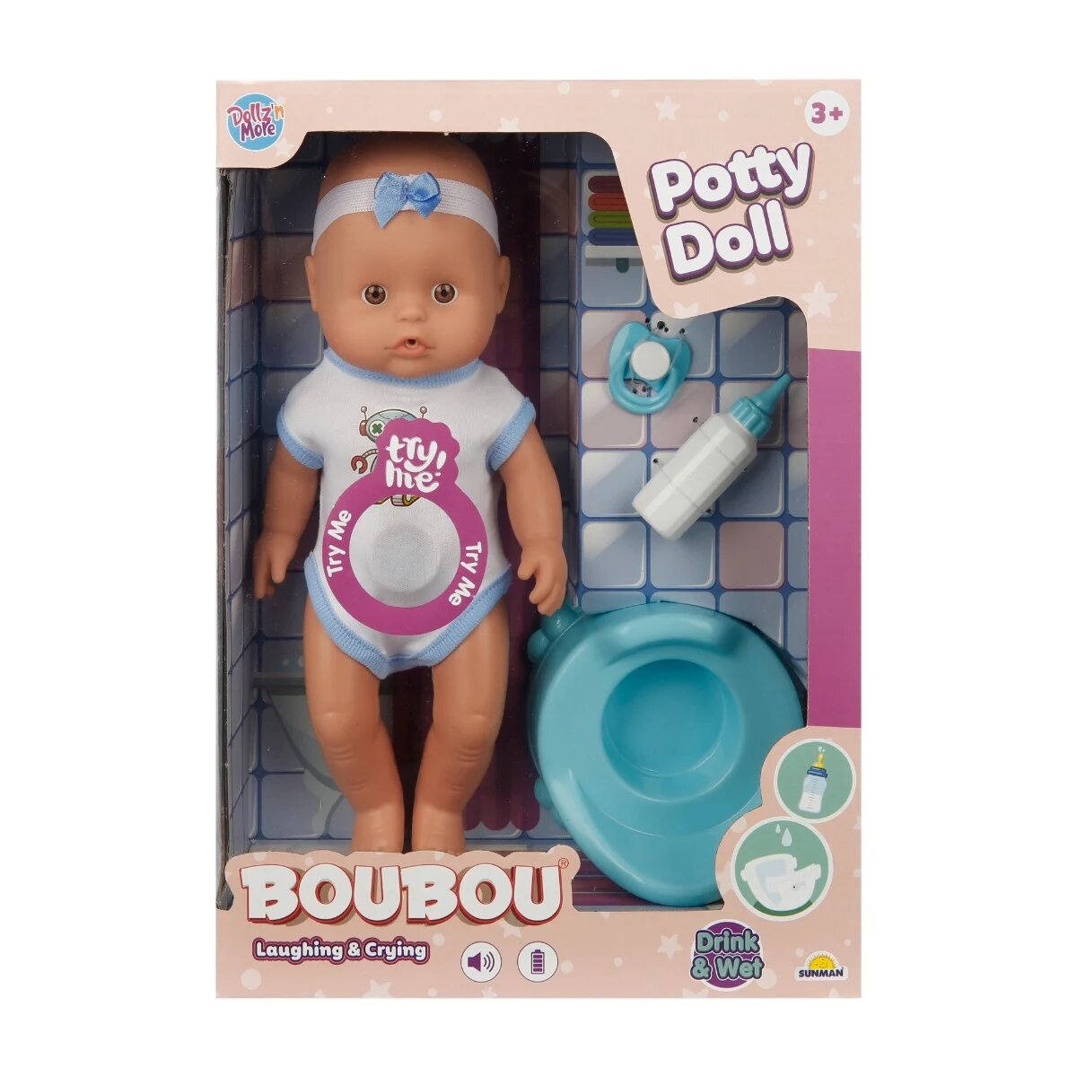 Dollz'n More Papusa bebelus cu olita Dollz n More Boubou 30 cm Albastru