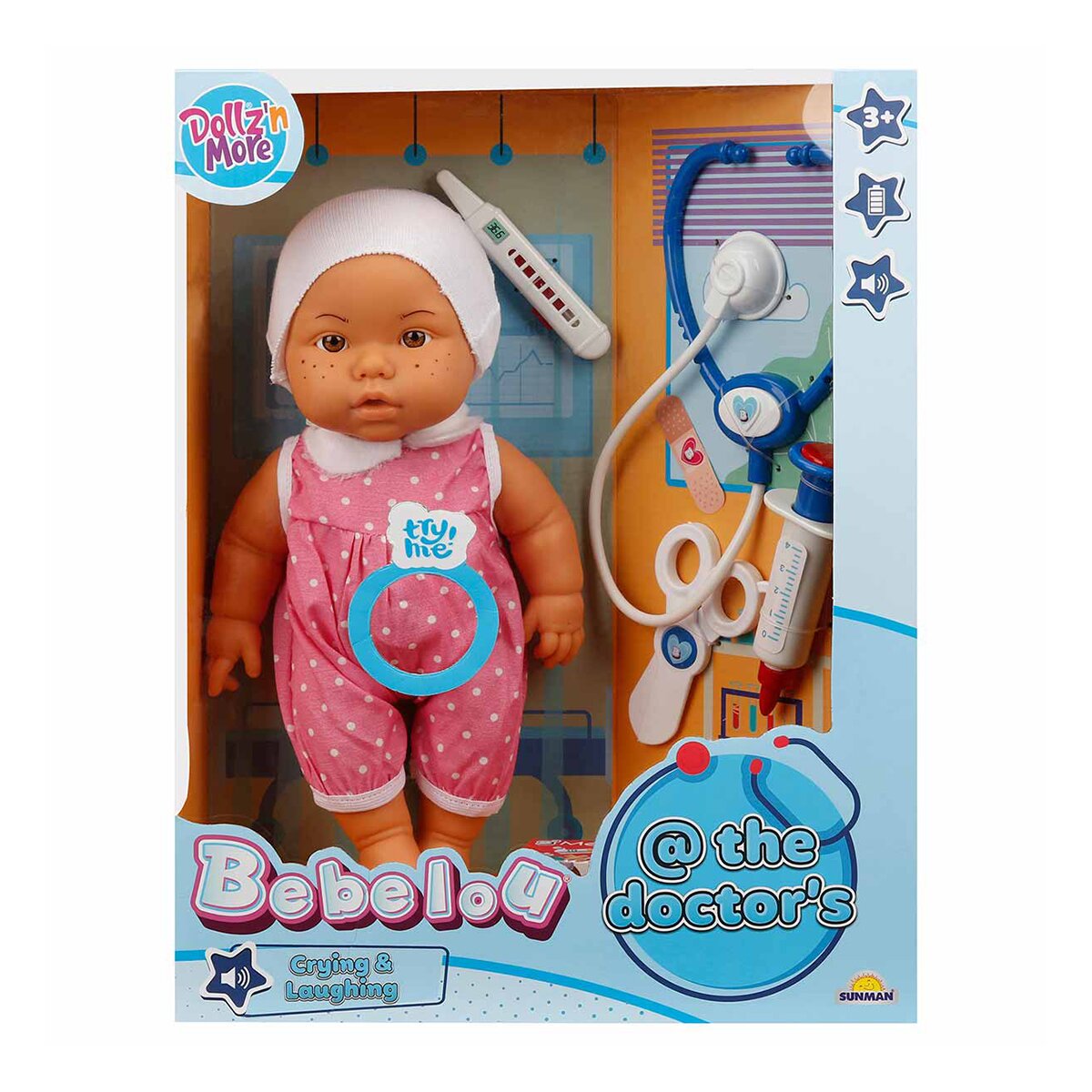 Dollz'n More Papusa bebelus Dollz n More Bebelou la doctor 35 cm roz