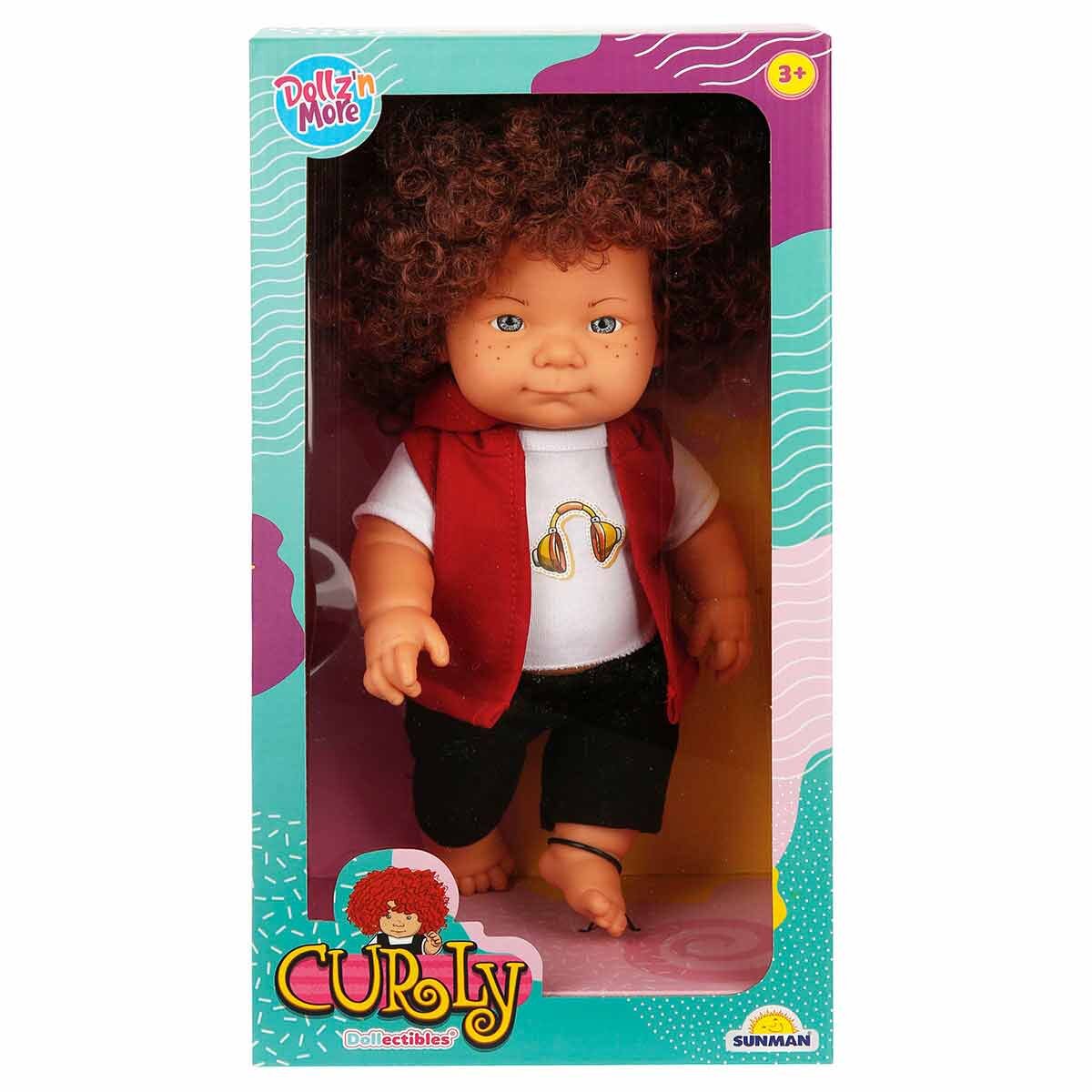 Dollz'n More Papusa Curly Dollz n More Imbracata cu tricou cu casti 35 cm