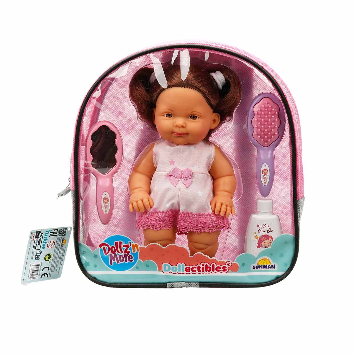 Dollz'n More Papusa Nil cu par brunet Dollz n More cu rucsac si accesorii 23 cm