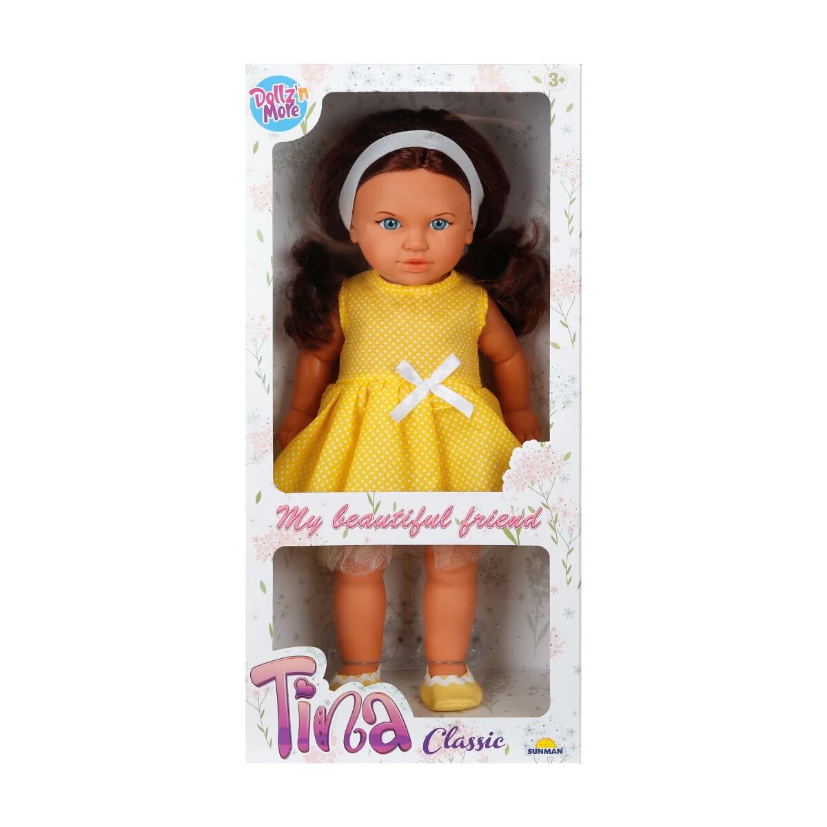 Dollz'n More Papusa Tina in tinuta de petrecere Dollz And More cu rochie galbena 45 cm