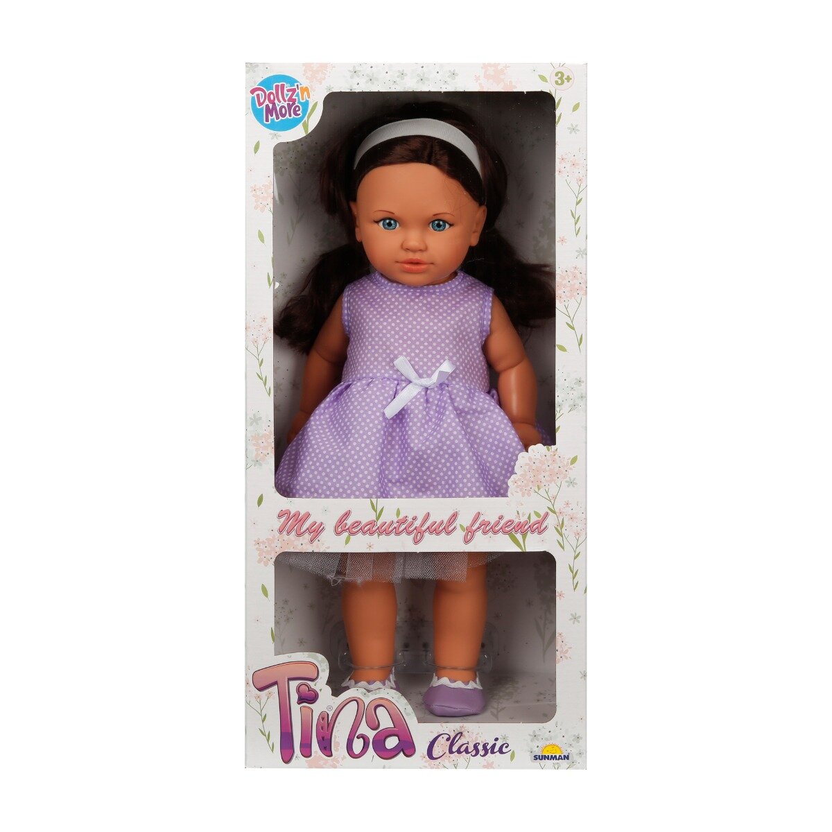 Dollz'n More Papusa Tina in tinuta de petrecere Dollz And More cu rochie violeta 45 cm