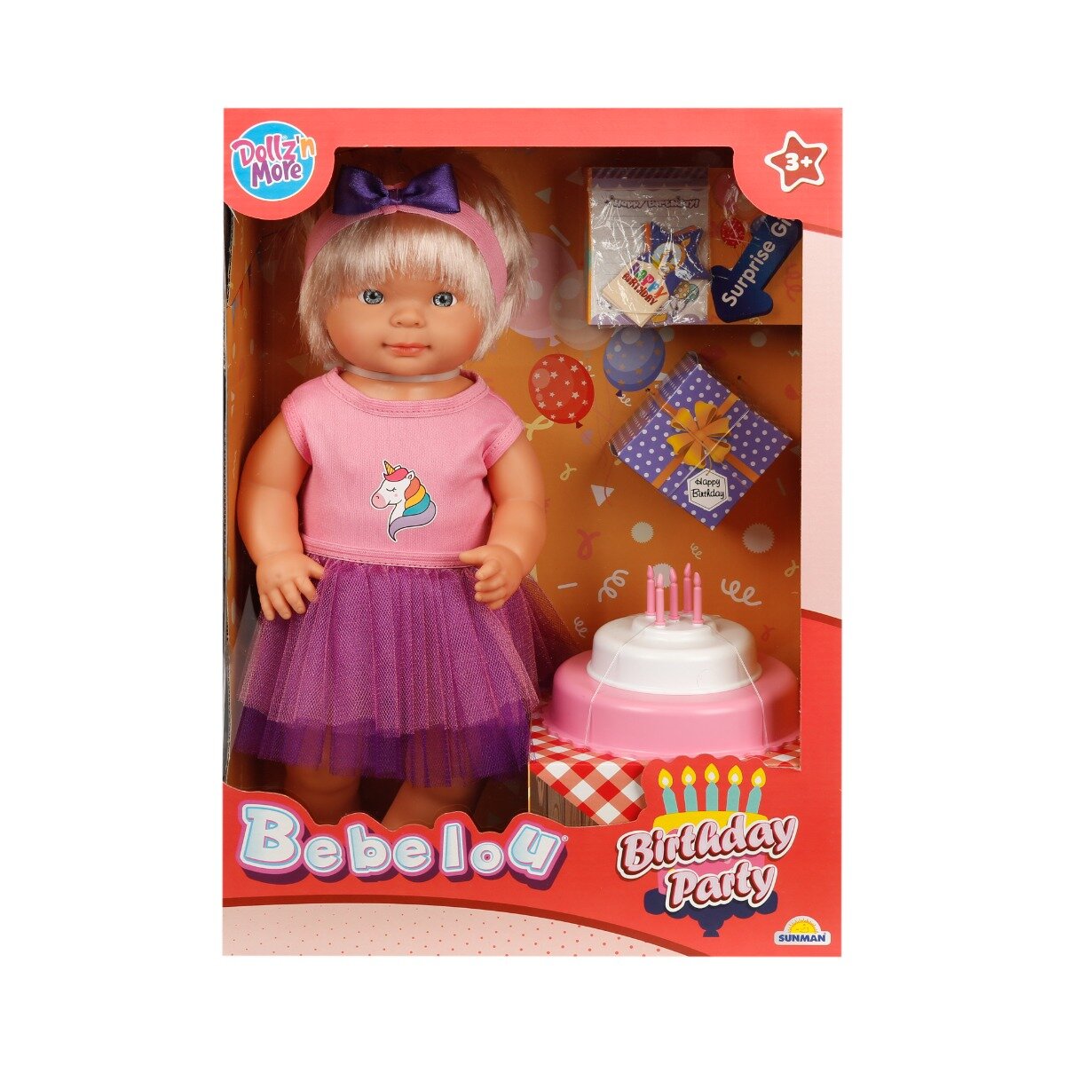 Dollz'n More Set papusa Bebelou cu fusta violet Dollz n More 40 cm