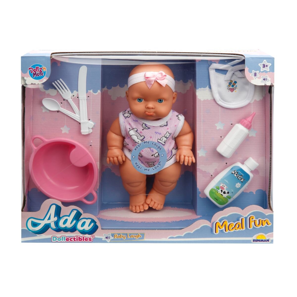 Dollz'n More Set papusa bebelus Ada cu accesorii Dollz n More 23 cm Roz