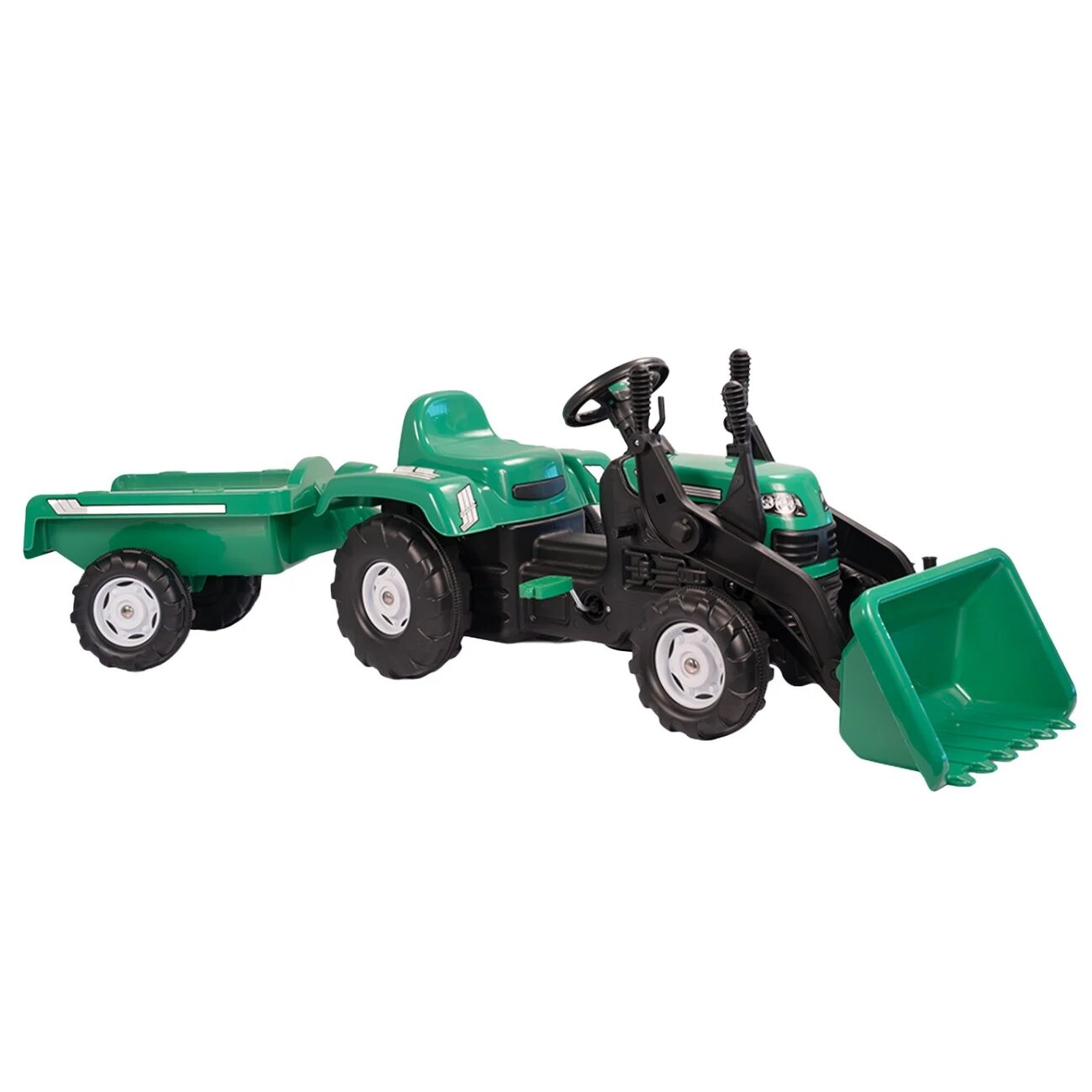 DOLU Tractor excavator cu pedale si remorca Ranchero Verde
