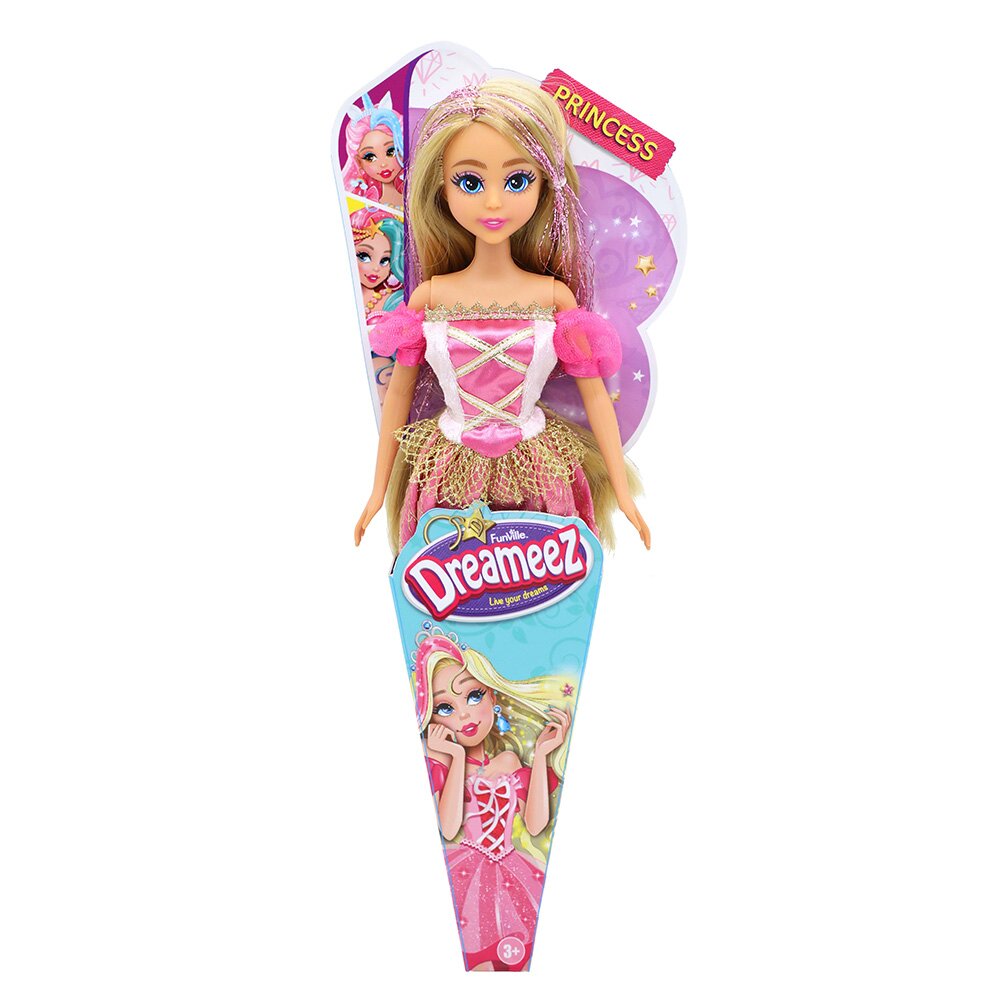Dreameez Papusa printesa cu par blond si rochie roz
