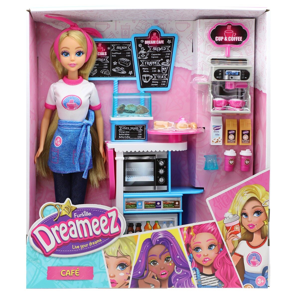 Dreameez Set de joaca papusa cu accesorii Cafenea