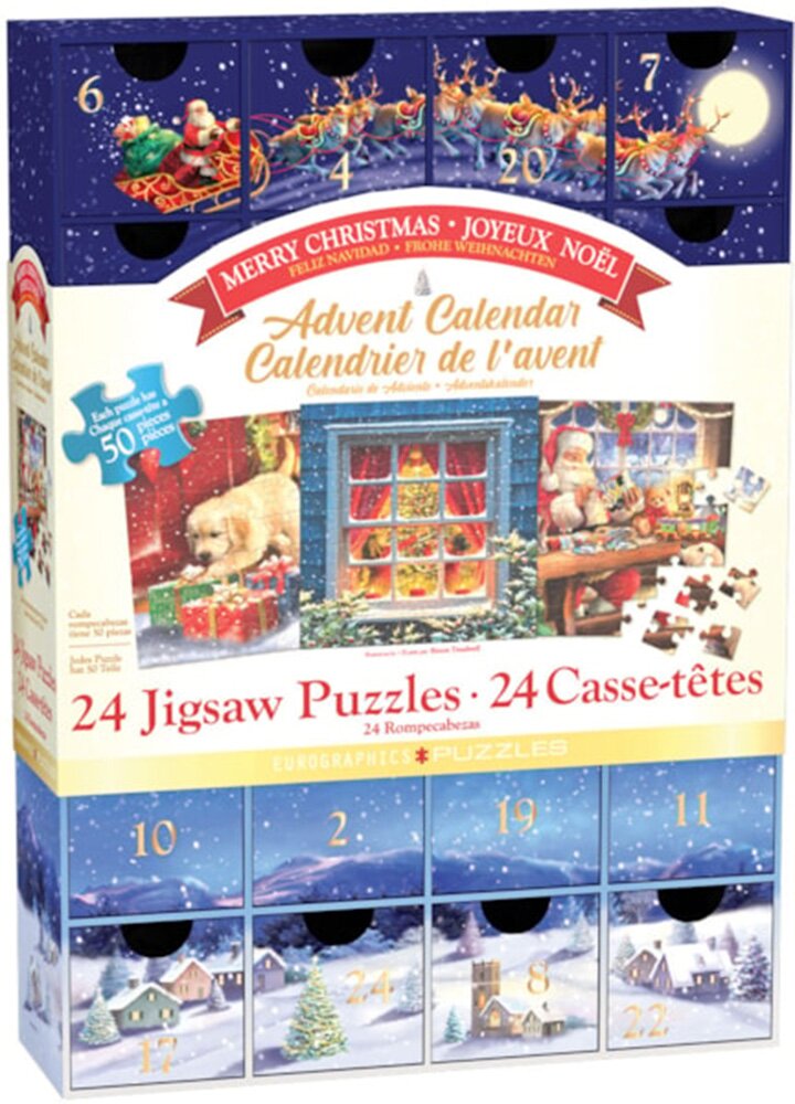 Eurographics Calendar de advent Craciun Fericit 24 puzzle-uri 50 piese