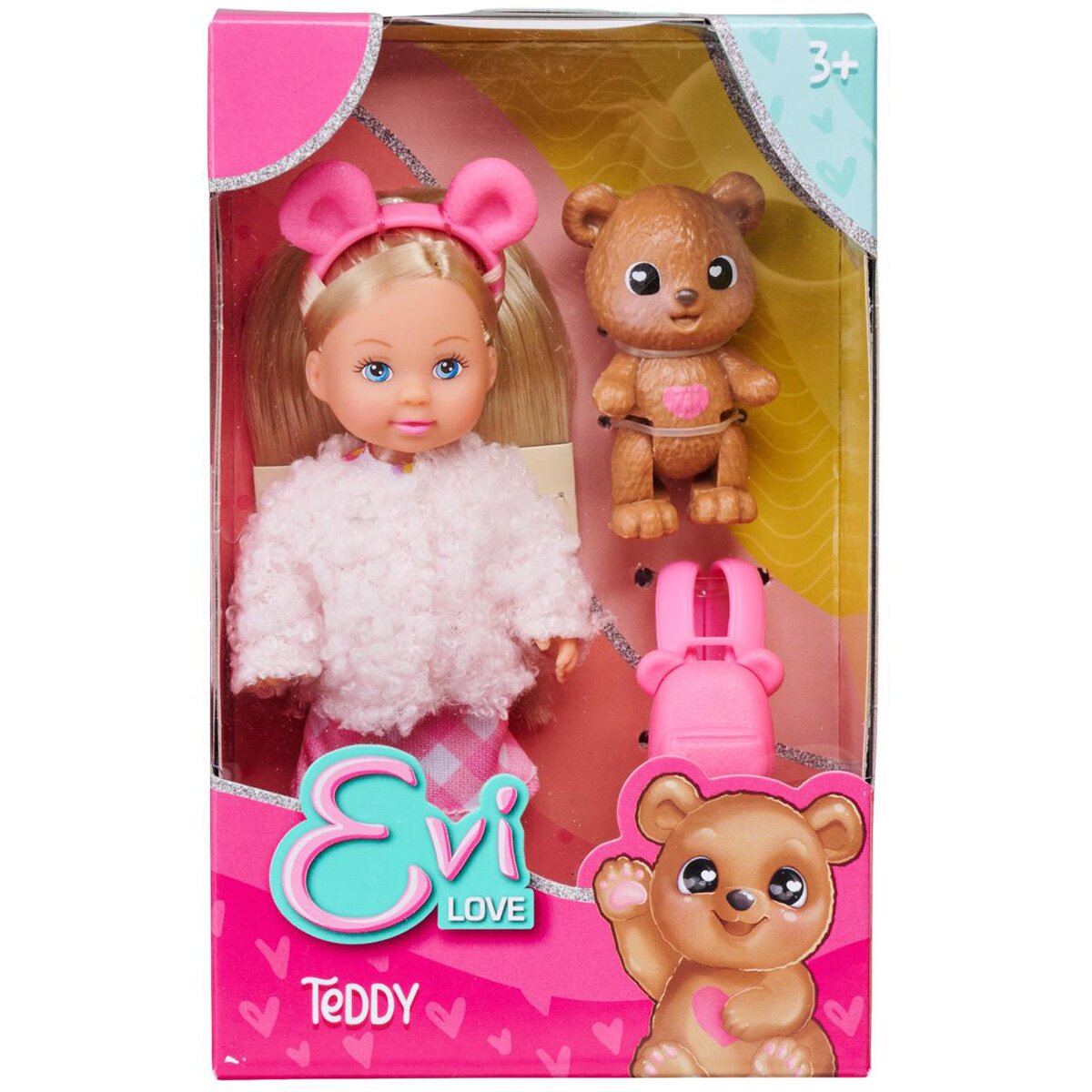 Evi Love Papusa cu jacheta pufoasa si ursulet Teddy