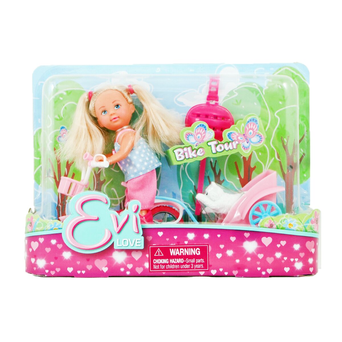 Evi Love Papusa pe bicicleta si pisica 12 cm