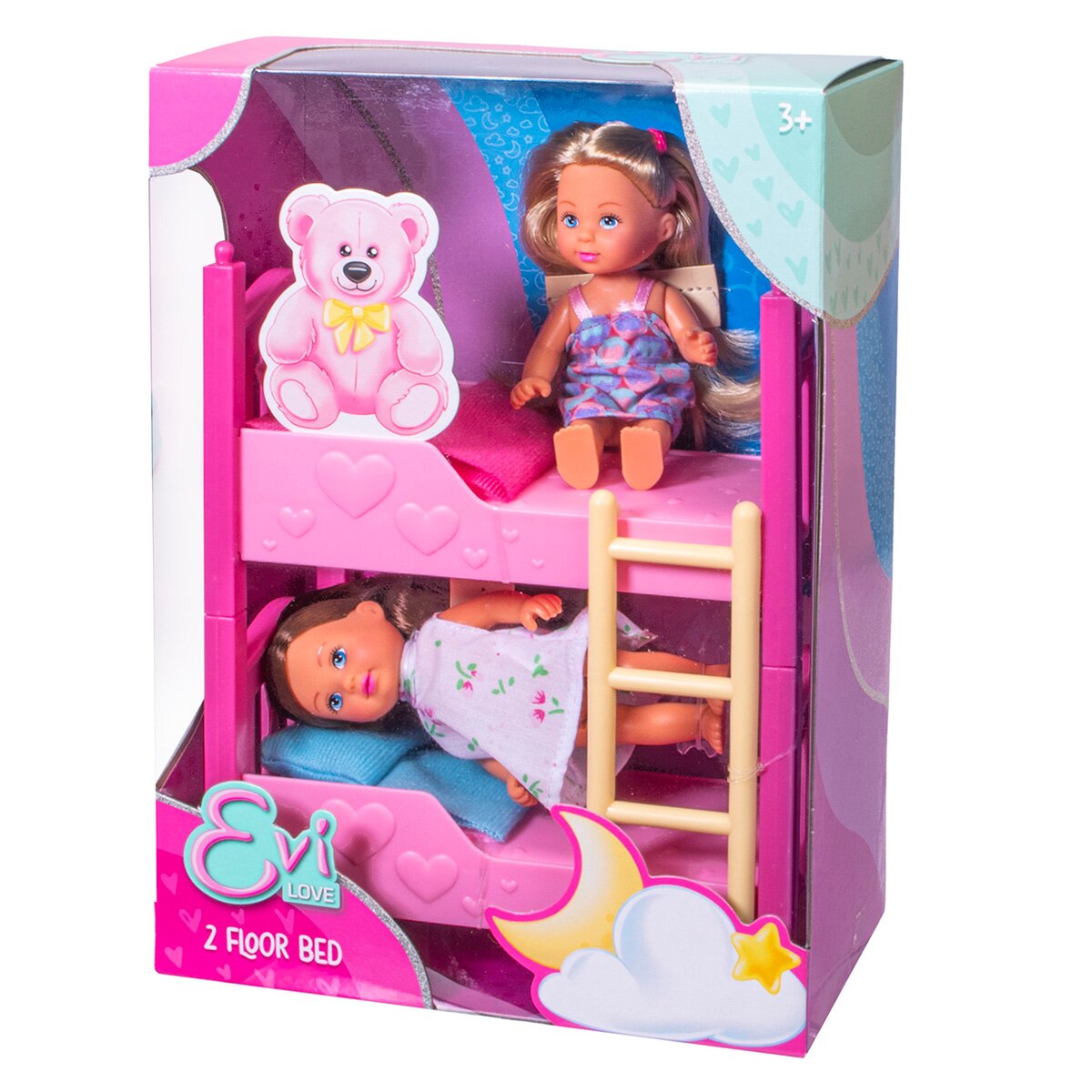 Evi Love Set 2 papusi in paturi supraetajat 12 cm
