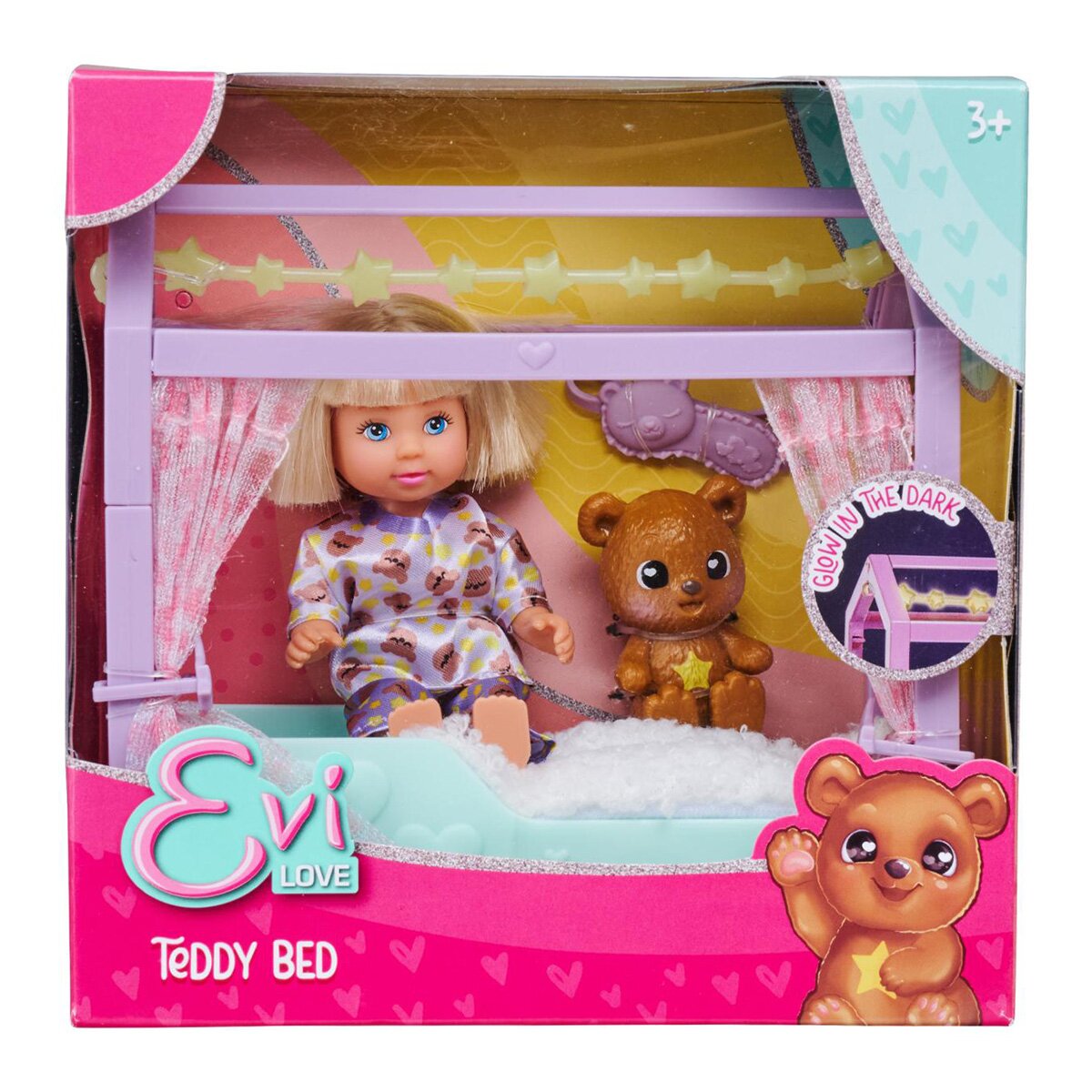 Evi Love Set de joaca papusa cu patut si ursulet Teddy Bed