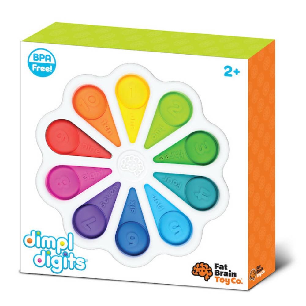 Fat Brain Toys Jucarie senzoriala cu bule numerice din silicon Dimpl Digits