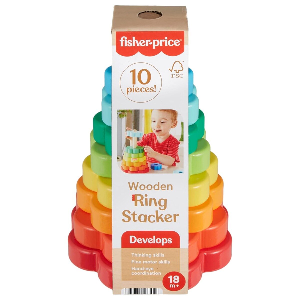 FISHER PRICE Jucarie bebelusi Turn cu inele din lemn HXT77