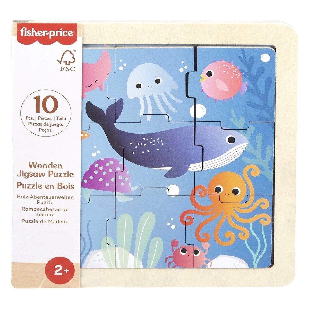 FISHER PRICE Mini puzzle din lemn Oceanul 9 piese HXV17