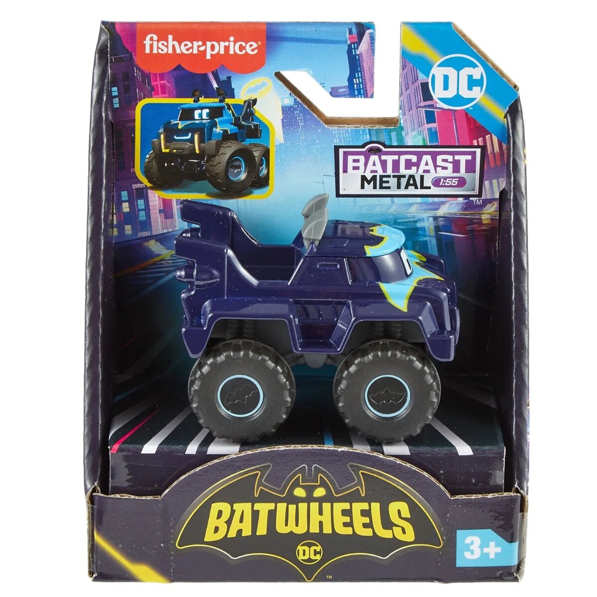 FISHER PRICE Mini vehicul din metal Batwheels Buff the Bat-Truck 1:55 HML18