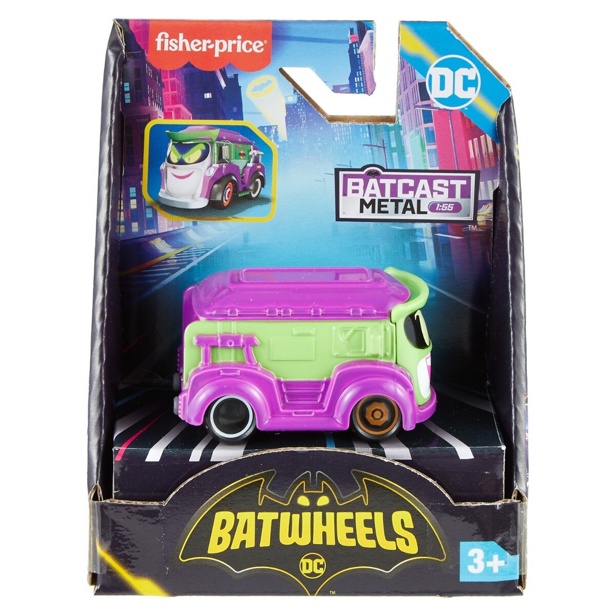 FISHER PRICE Mini vehicul din metal Batwheels Prank The Joker Van 1:55 HML14