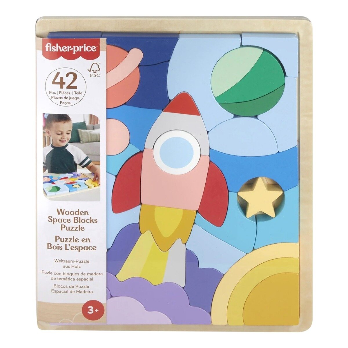FISHER PRICE Puzzle din lemn Spatiu 42 piese HXY42
