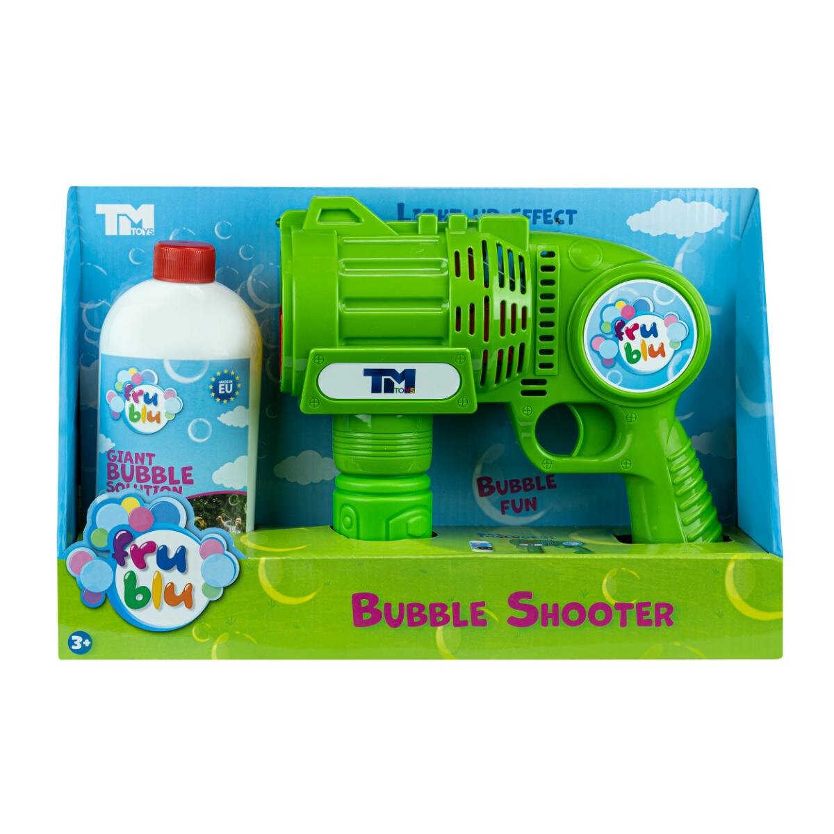Fru Blu Pistol de facut baloane cu efecte de lumini si solutie 0.5 l