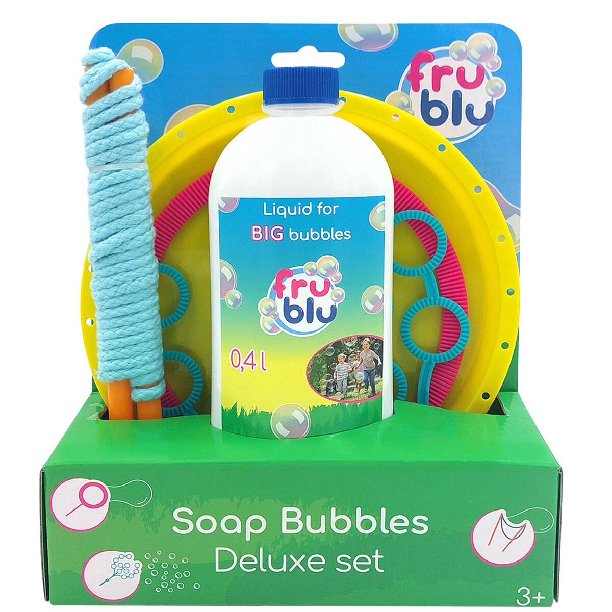 Fru Blu Set de facut baloane de sapun si solutie Deluxe 400 ml