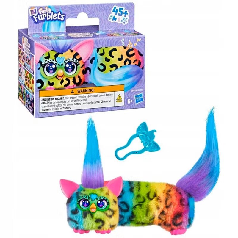 Furby Mini jucarie de plus interactiva Dj Furblets Rain-Bow-Kat G1783
