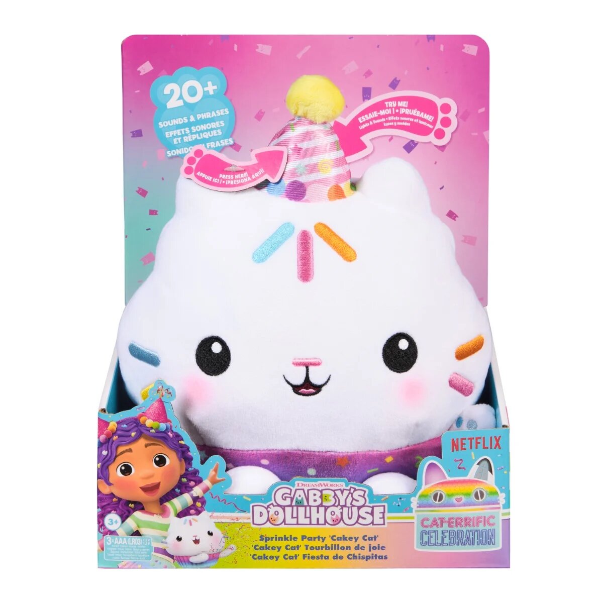 Gabby's Dollhouse Jucarie de plus interactiva Gabbys Dollhouse Sprinkle Party Cakey 25 cm 6071152