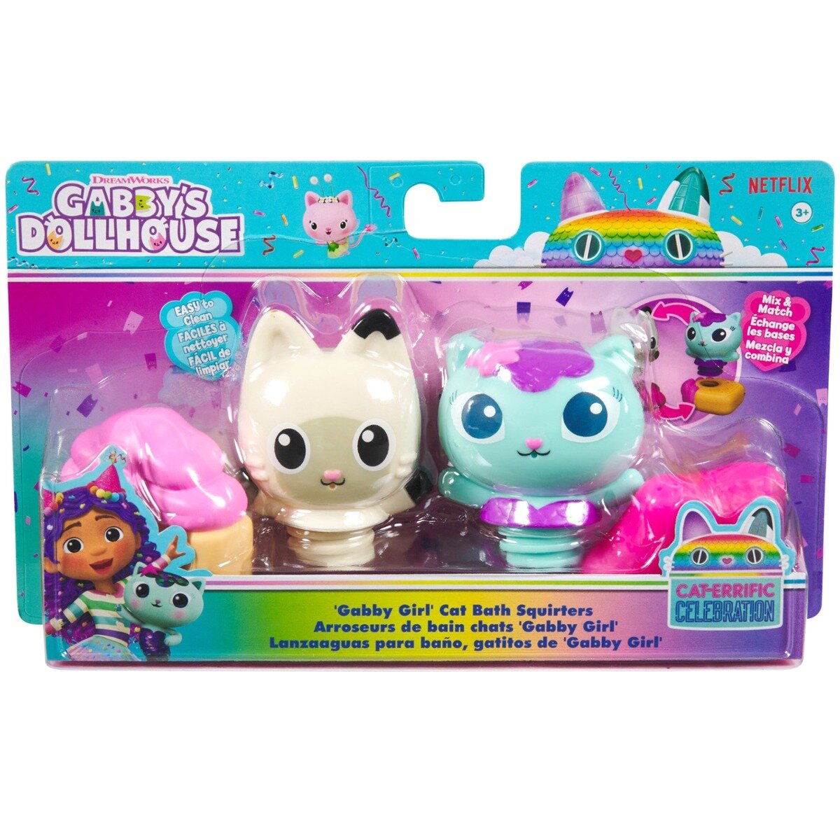 Gabby's Dollhouse Set 2 jucarii de baie Gabbys Dollhouse Mercat si Pandy Paws 6069714