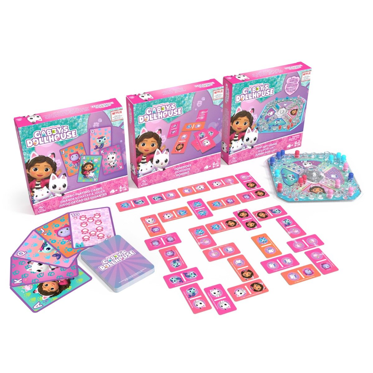 Gabby's Dollhouse Set 3 jocuri Gabbys Dollhouse Jumbo Cards Pop-Up Domino