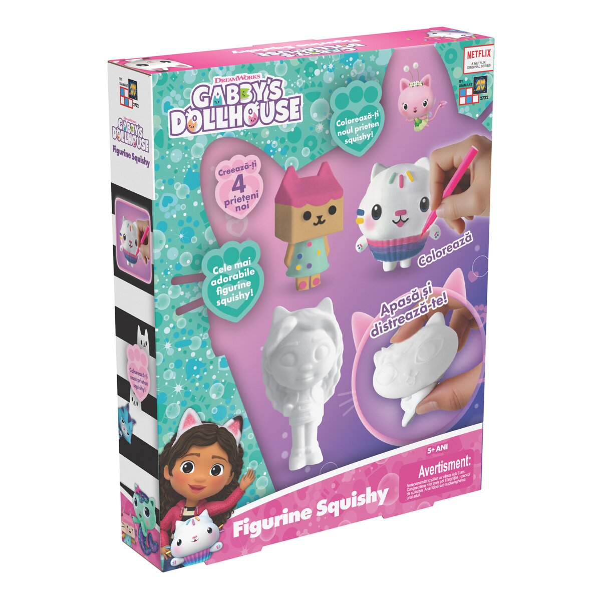 Gabby's Dollhouse Set 4 figurine squishy de colorat Gabbys Dollhouse