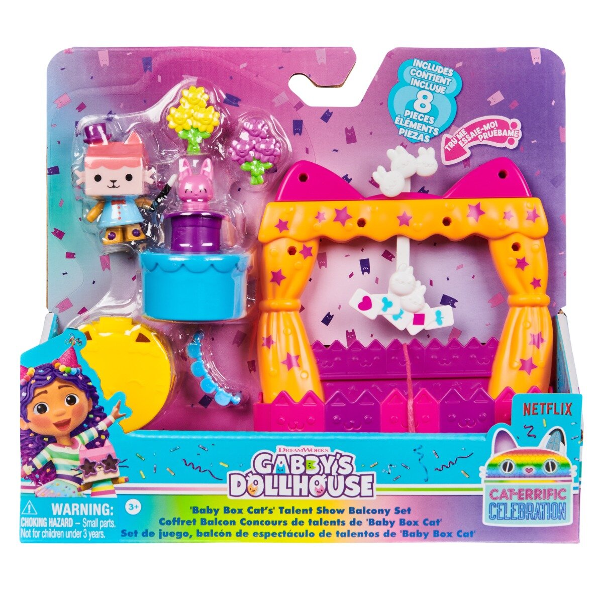 Gabby's Dollhouse Set de joaca cu figurina Gabbys Dollhouse Baby Box Cats Talent Show Balcony 20146521