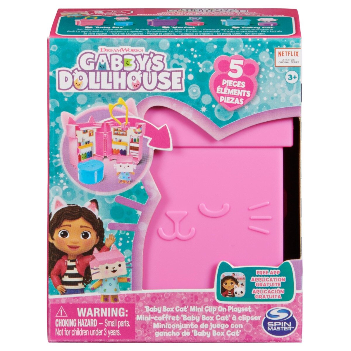 Gabby's Dollhouse Set de joaca Mini casuta breloc Baby Box cu 5 piese 20140105