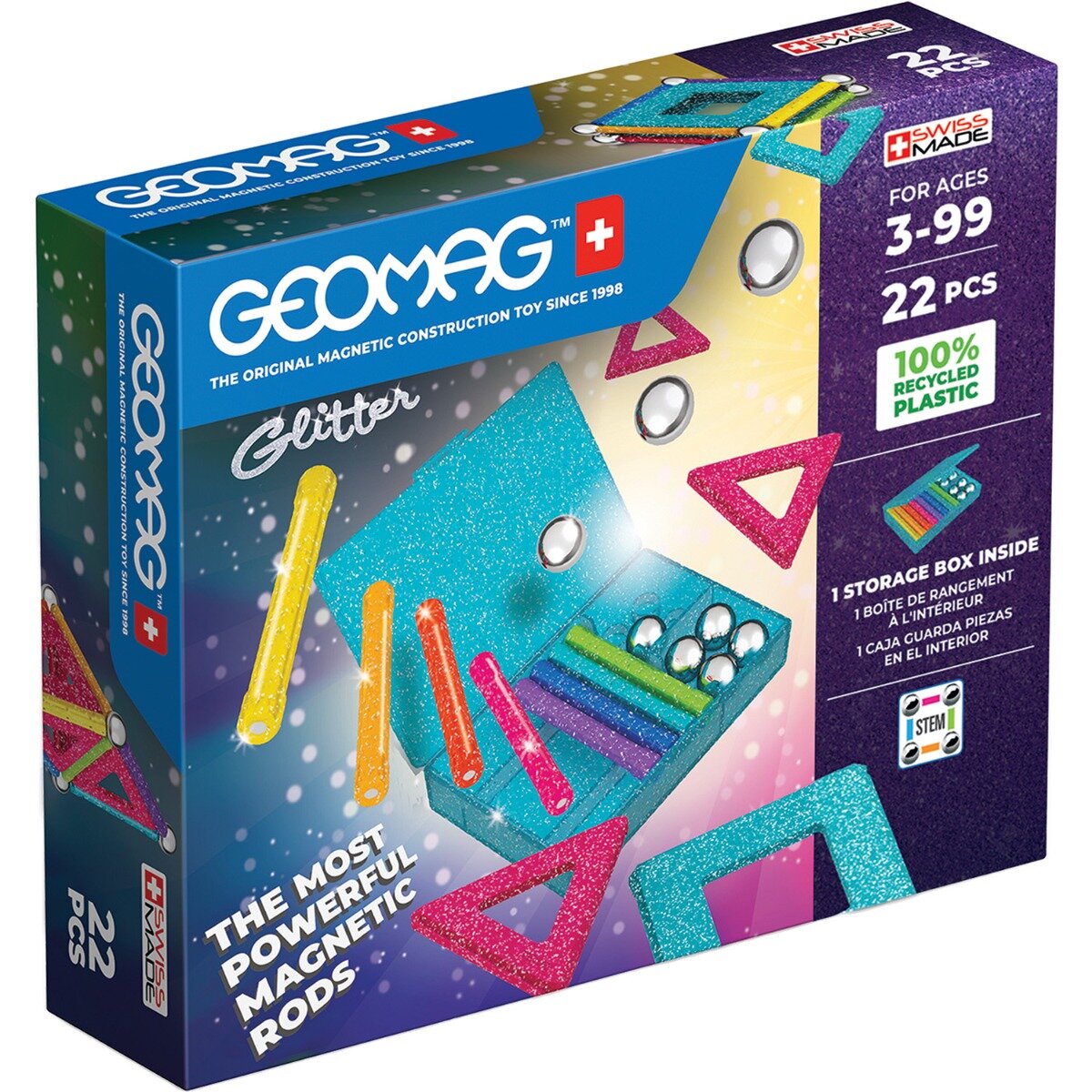 Geomag Joc de constructie Magnetic Glitter 22 piese
