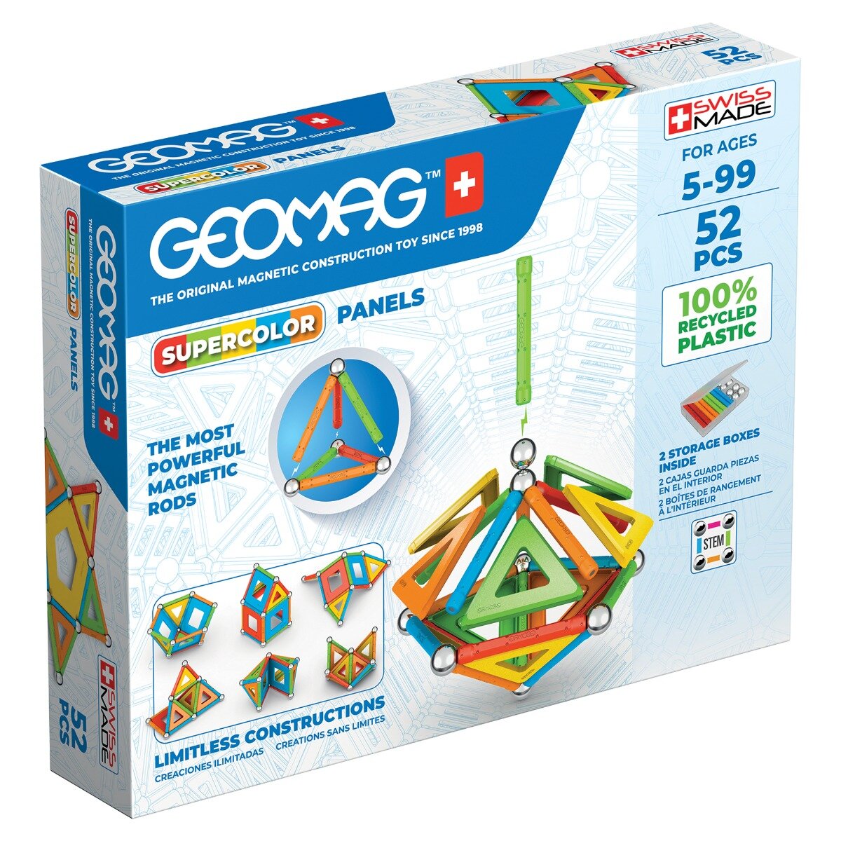 Geomag Joc de constructie magnetic Supercolor 52 piese