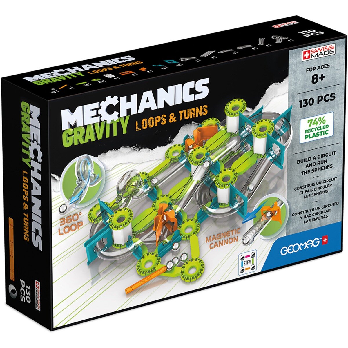 Geomag Joc de constructie Mechanics Magnetic Gravity Loops 130 piese