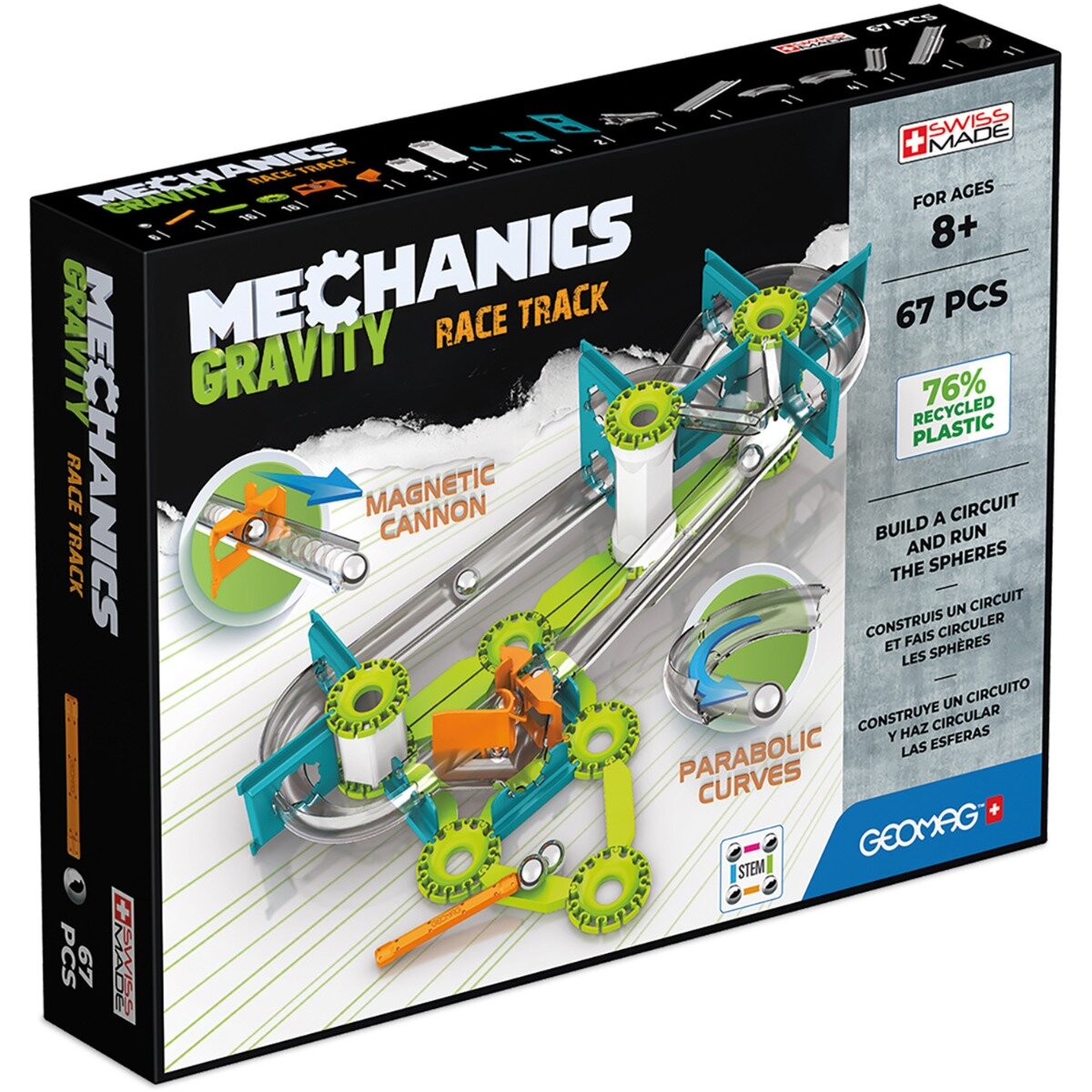 Geomag Joc de constructie Mechanics Magnetic Gravity Race Track 67 piese
