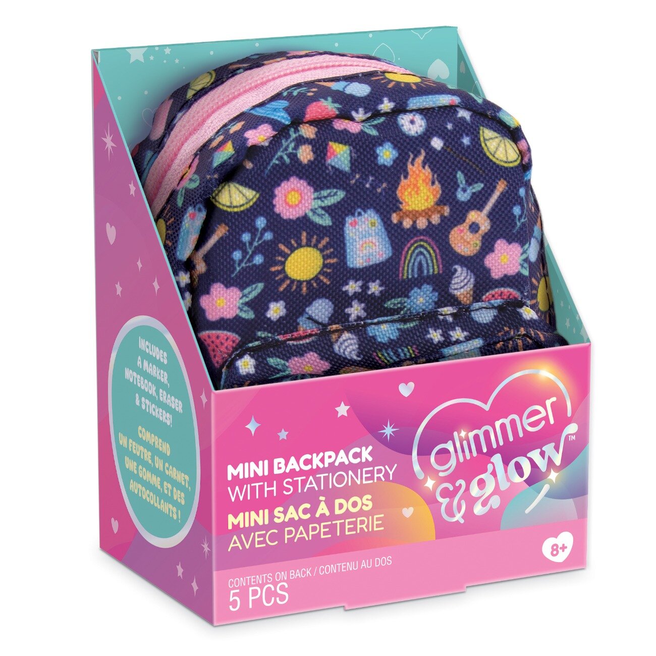 Glimmer & Glow Mini ghiozdanel cu accesorii de papetarie 5 piese