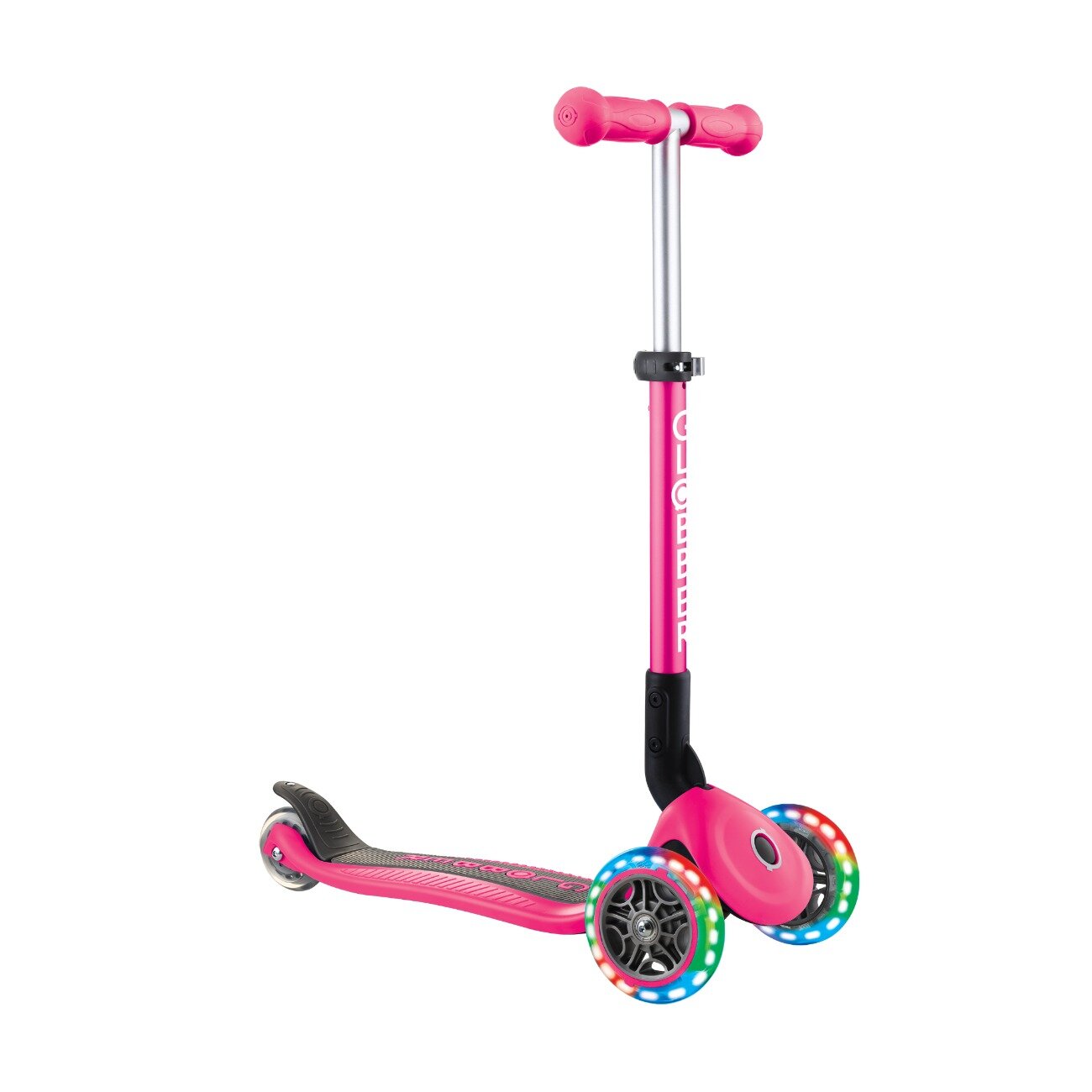 Globber Trotineta pliabila cu 3 roti luminoase Junior Roz