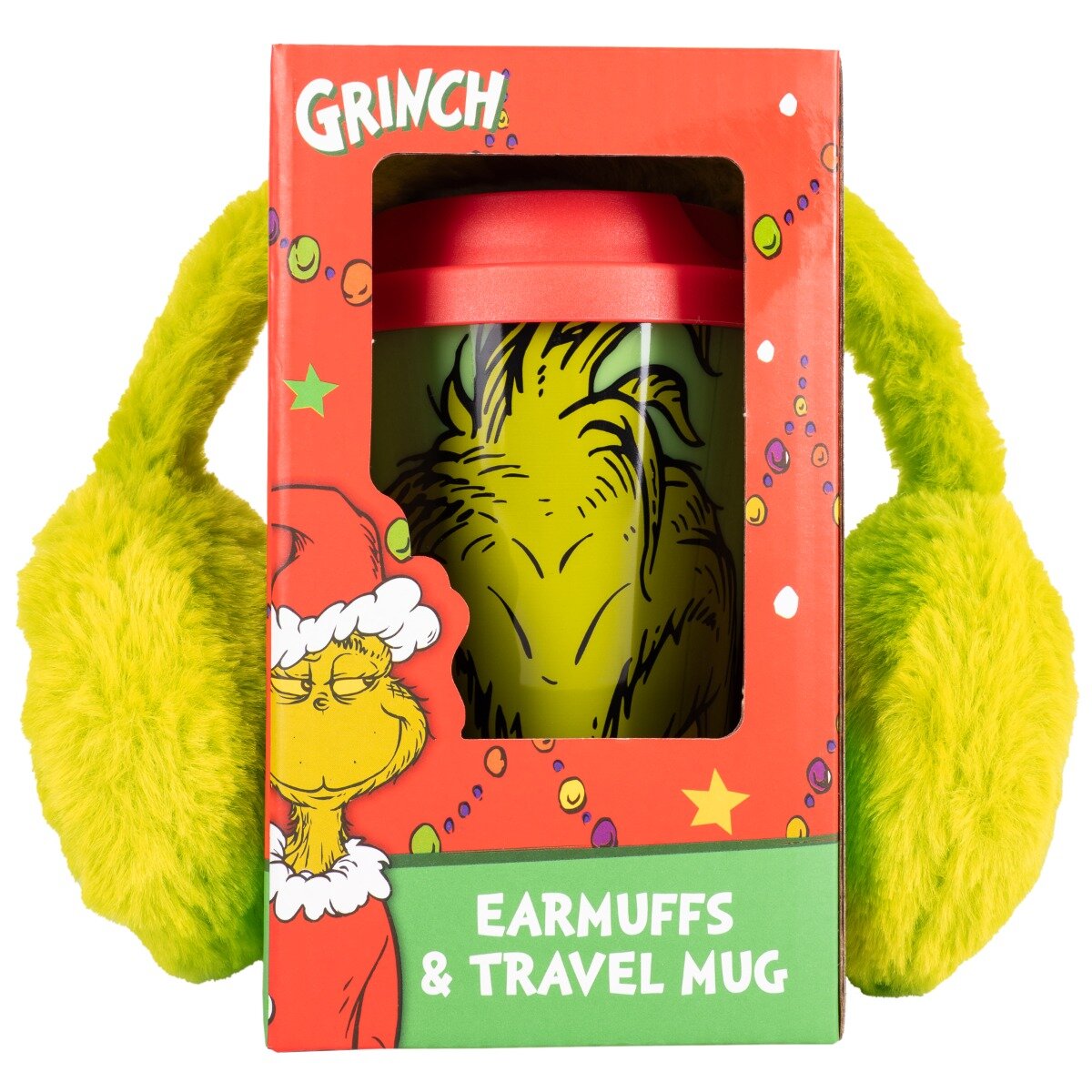 Grinch Set cana cu capac si casti de iarna