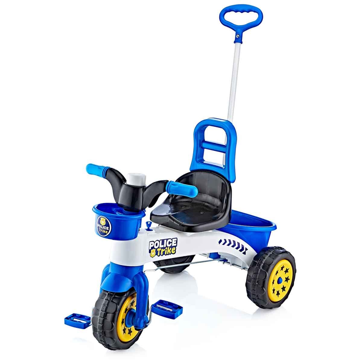 Guclu Toys Prima mea tricicleta cu maner si claxon Politie