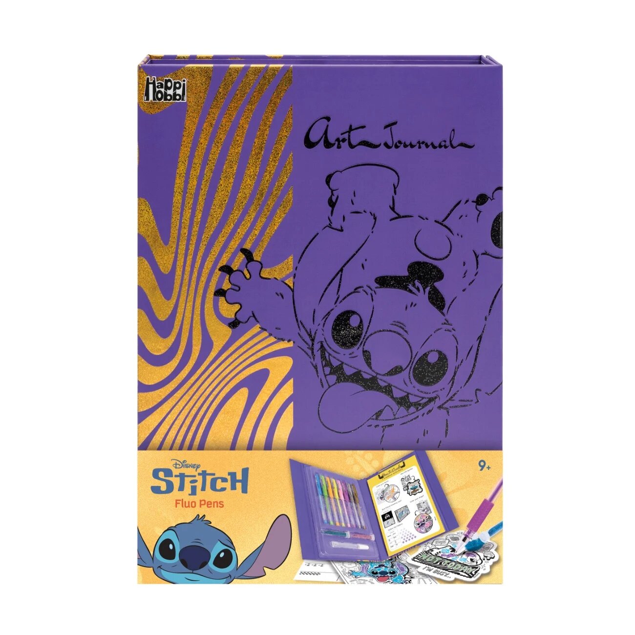 Happi Hobbi Set jurnal si pixuri fluorescente Disney Stitch